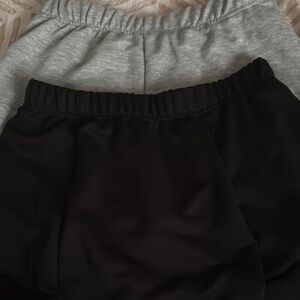 Black and Gray Elastic Waist Shorts
